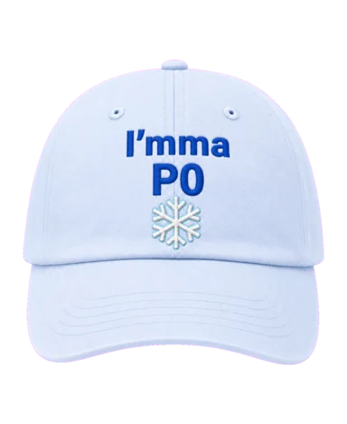 I'mma P0 ❄️ embroidered dad cap front view