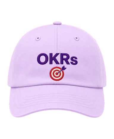 OKRs 🎯 embroidered dad cap front view
