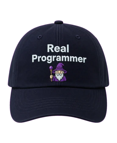 Real Programmer 🧙‍♂️ embroidered dad cap front view